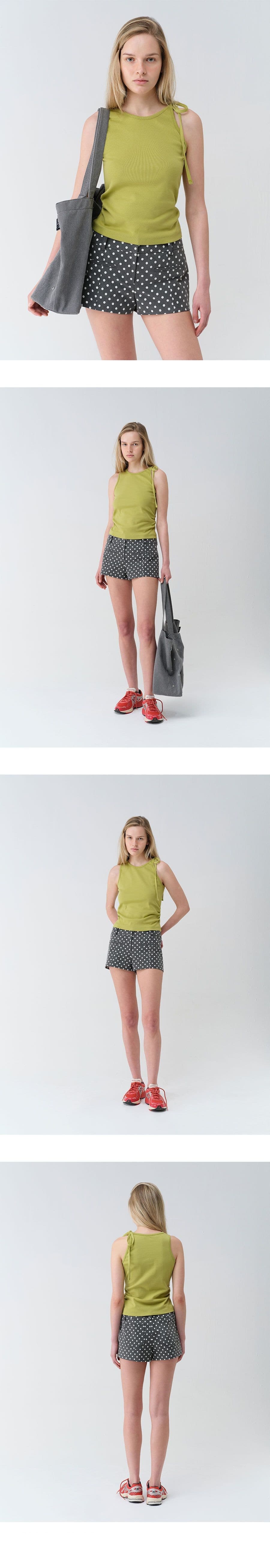 Shirring Shoulder Ribbon Sleeveless Top — vue 5
