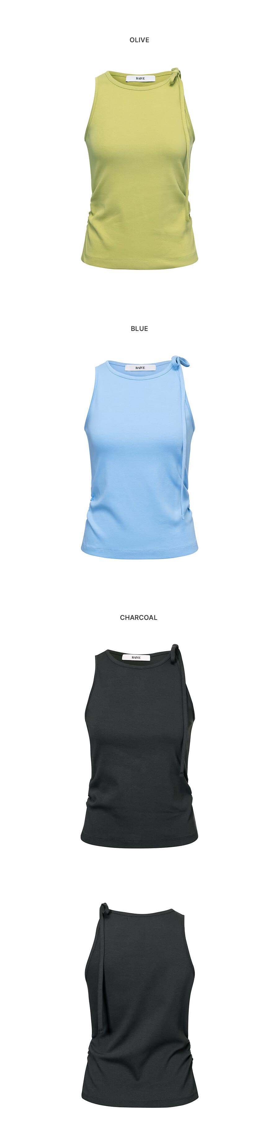 Shirring Shoulder Ribbon Sleeveless Top — vue 6