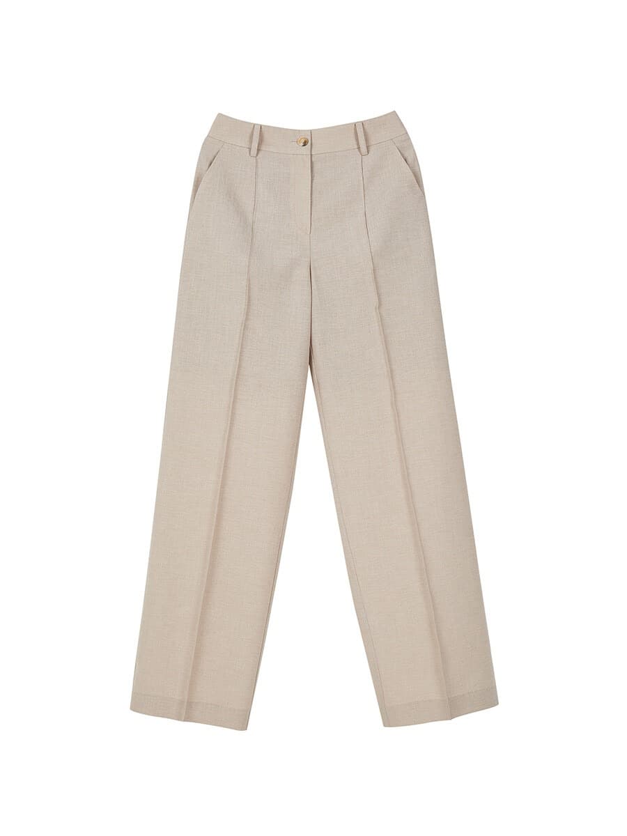 Pintuck Stitched Pants in Beige — vue 10
