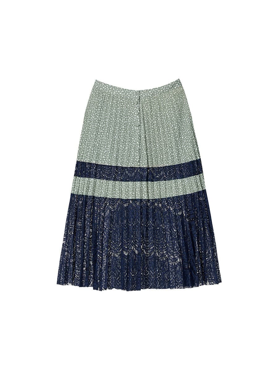 Dot Lace Pleated Skirt in D/Mint — vue 11