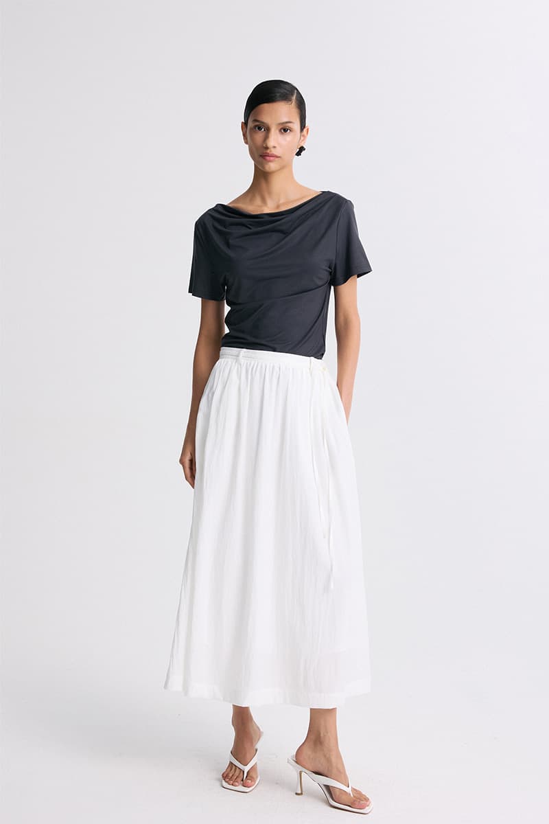 Draped Half-Sleeve Top Charcoal — vue 4