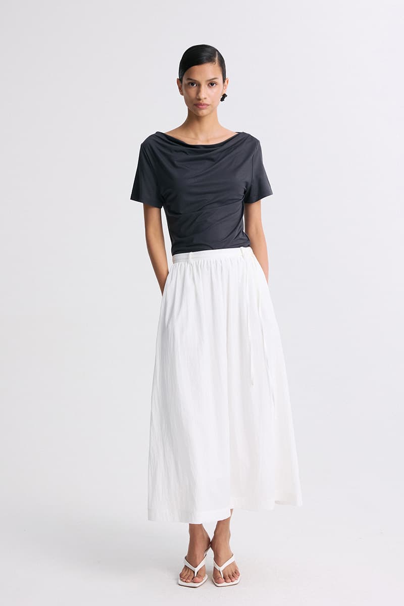 Draped Half-Sleeve Top Charcoal — vue 5