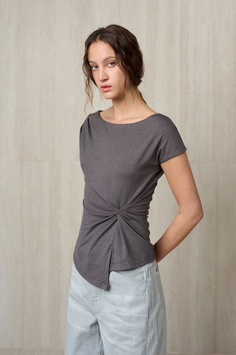 Twisted Drape Top Charcoal — vue 2