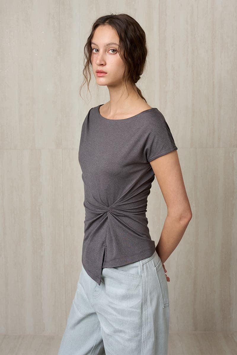 Twisted Drape Top Charcoal — vue 3