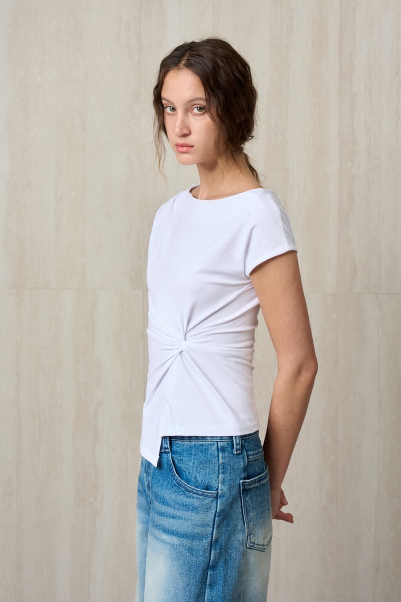 Twisted Drape Top White — vue 2