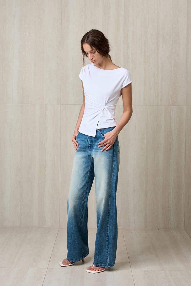 Twisted Drape Top White — vue 4