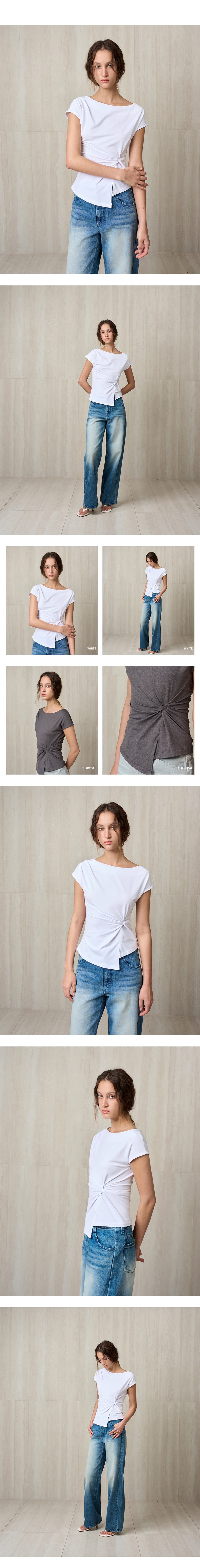 Twisted Drape Top White — vue 7
