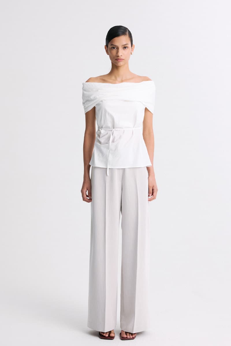 Off Shoulder Belted Blouse White — vue 5