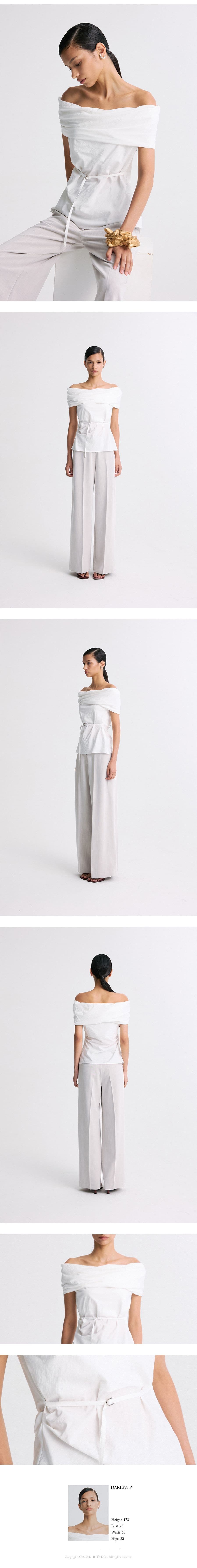 Off Shoulder Belted Blouse White — vue 8