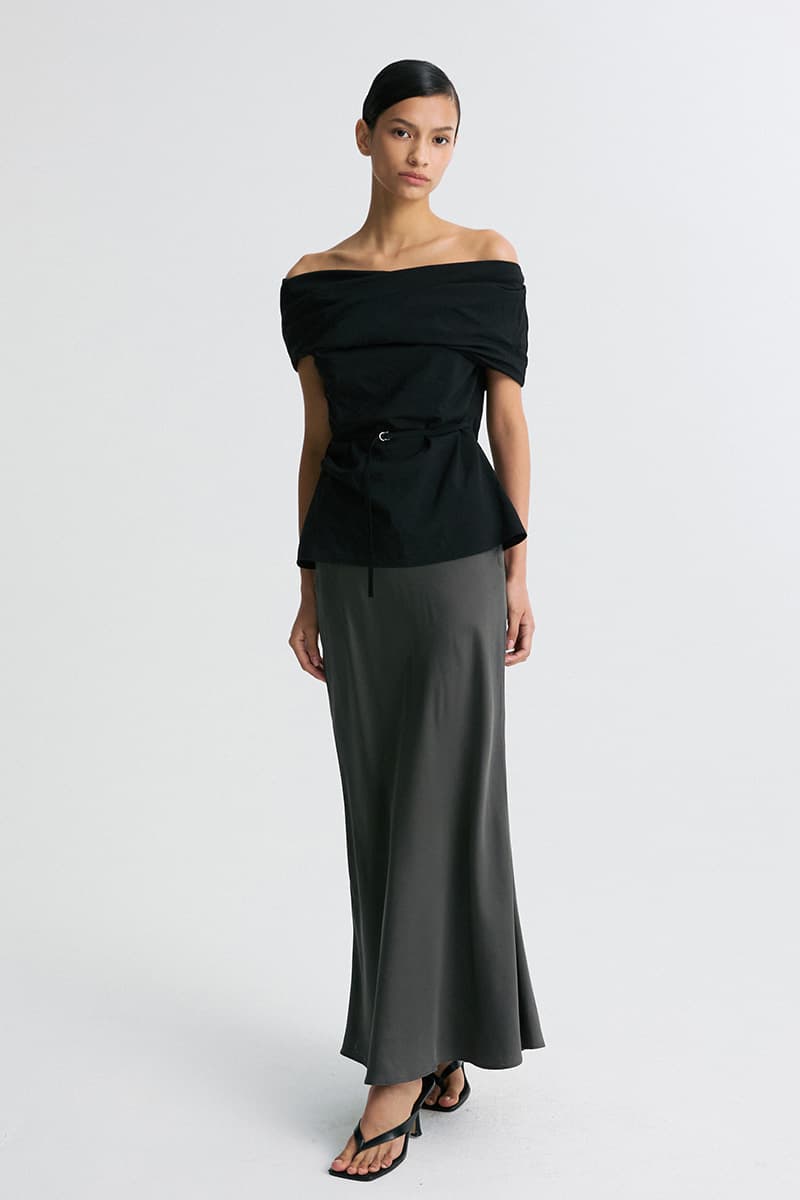 Off Shoulder Belted Blouse Black — vue 5