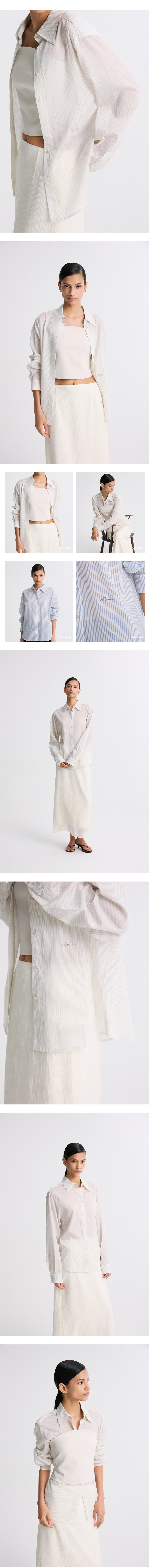 Sheer Striped Shirt Beige Stripe — vue 8