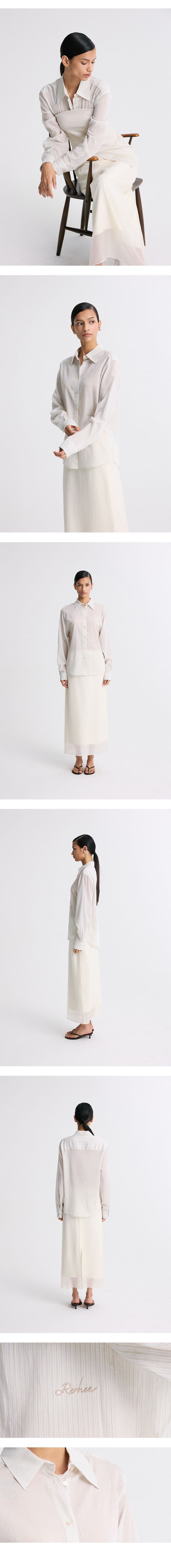 Sheer Striped Shirt Beige Stripe — vue 9