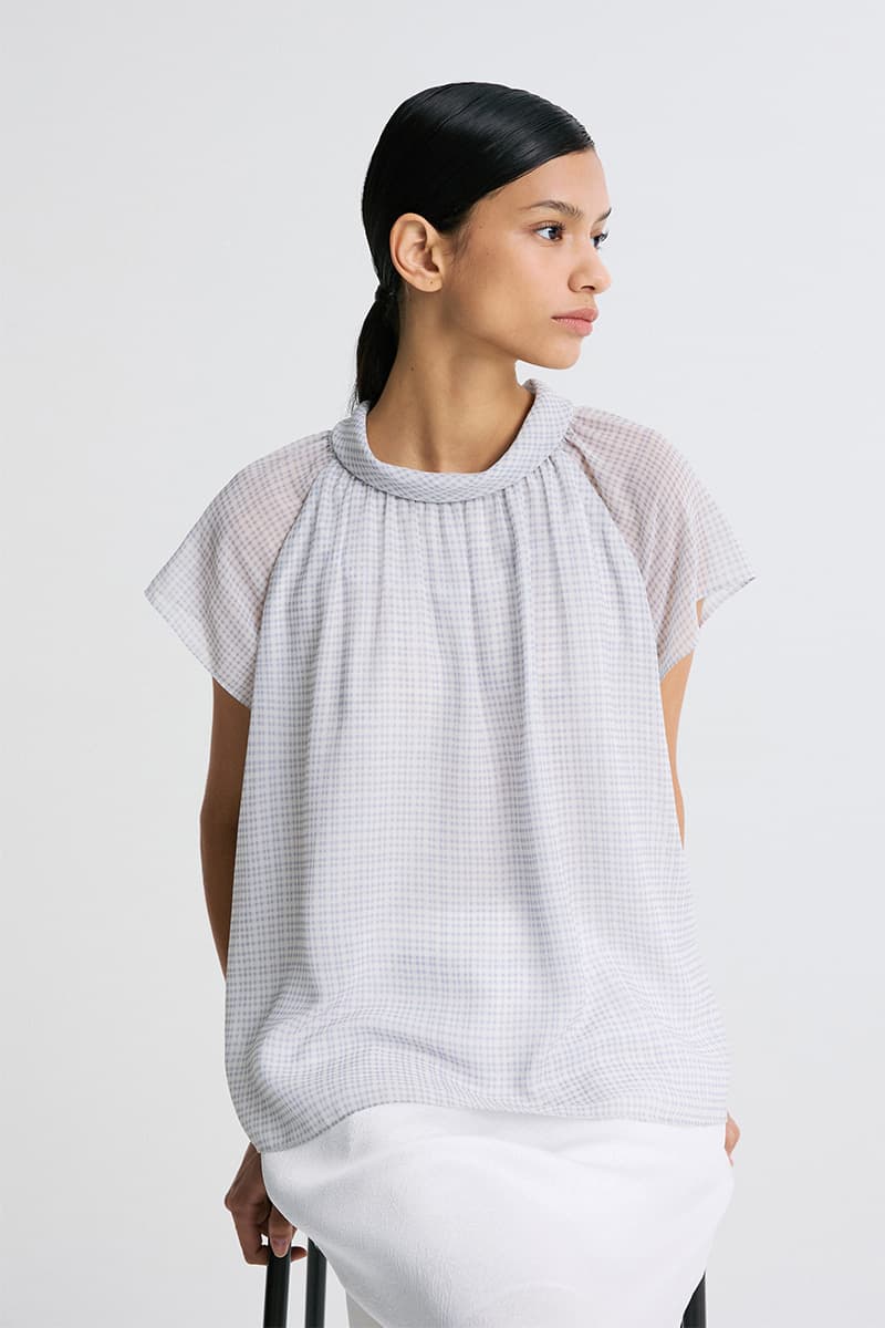 Checked Chiffon Tie-Neck Blouse — vue 2