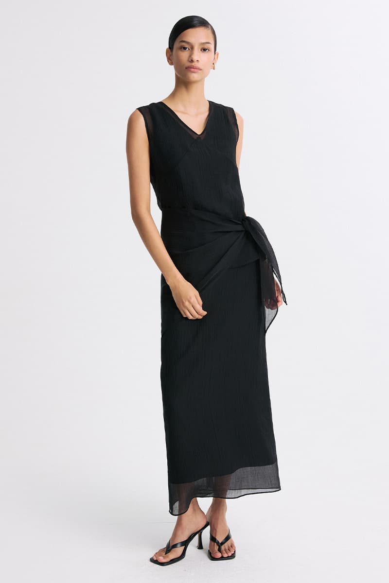Layered Detail Sheer Sleeveless Top Black — vue 4