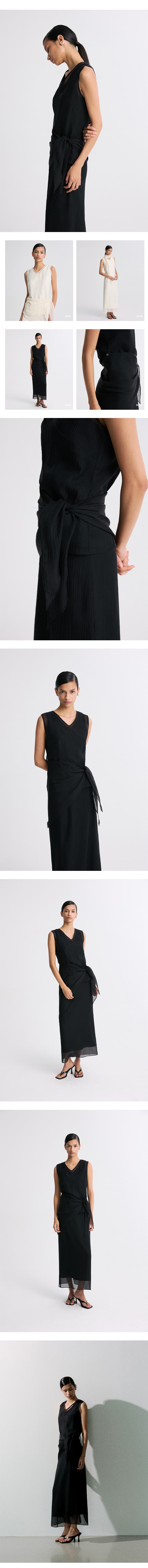 Layered Detail Sheer Sleeveless Top Black — vue 7