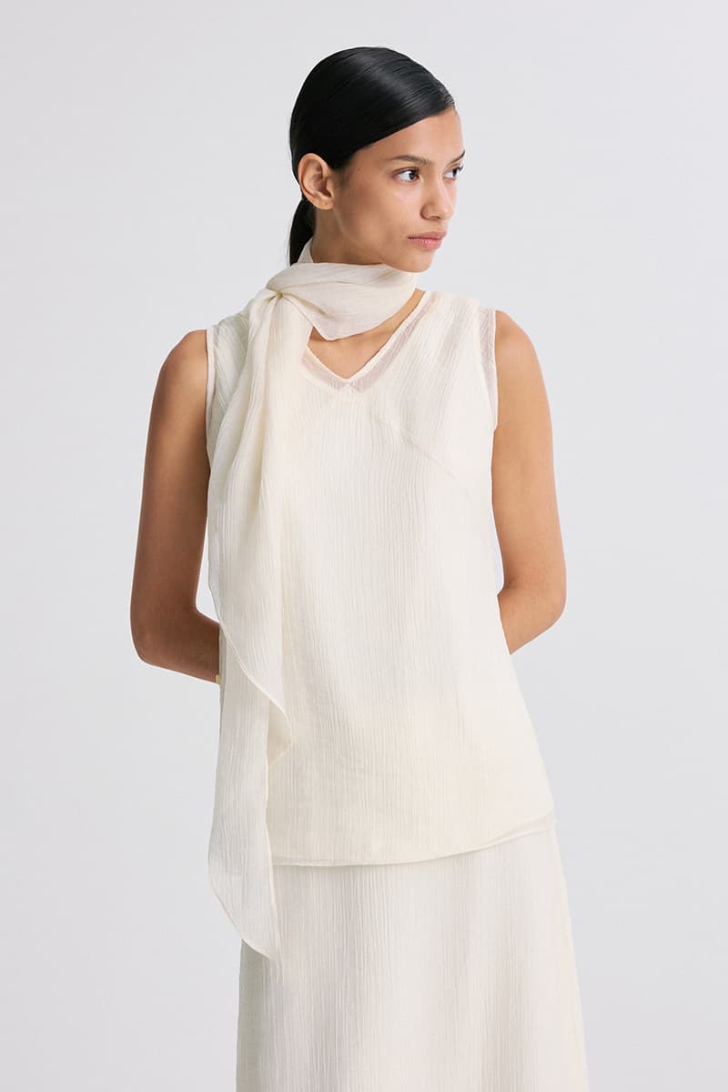 Layered Detail Sheer Sleeveless Top Pearl — vue 4