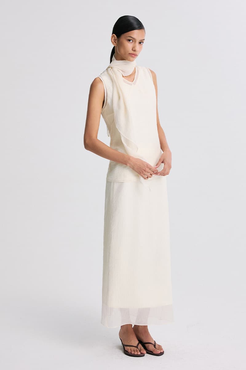 Layered Detail Sheer Sleeveless Top Pearl — vue 5