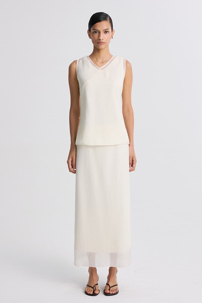 Layered Detail Sheer Sleeveless Top Pearl — vue 6