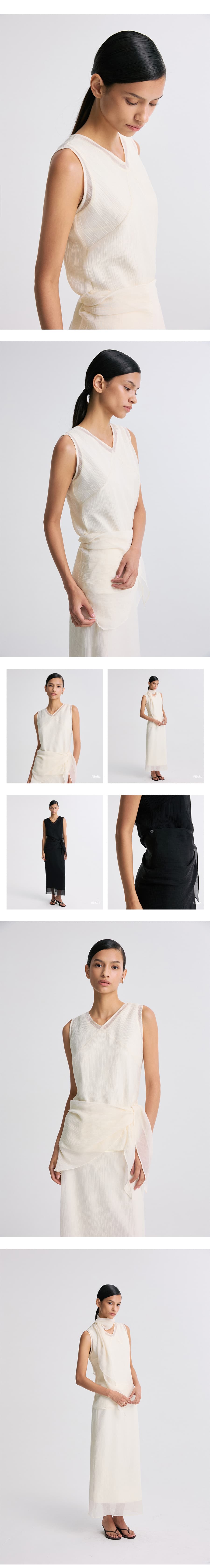 Layered Detail Sheer Sleeveless Top Pearl — vue 8