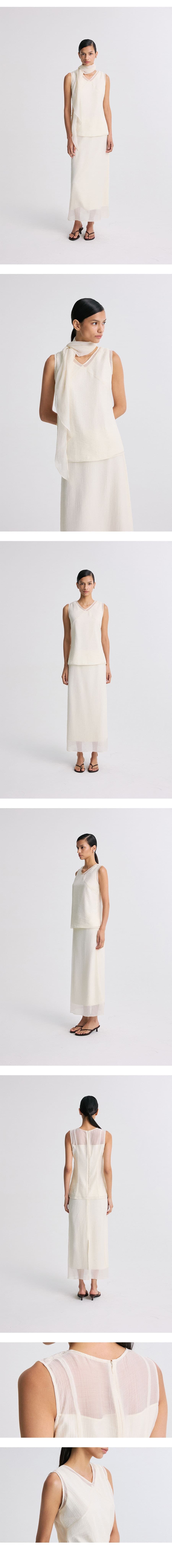 Layered Detail Sheer Sleeveless Top Pearl — vue 9