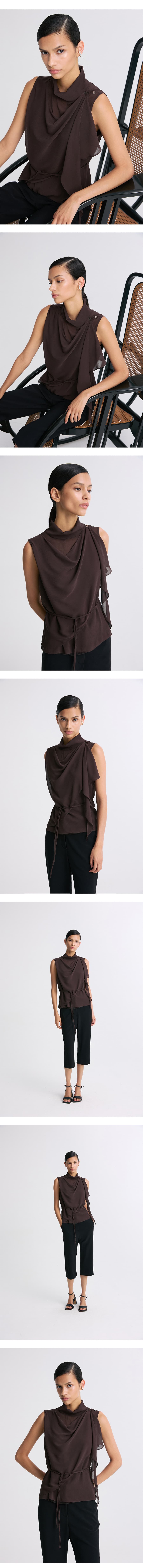Belted Draped Sleeveless Blouse — vue 7