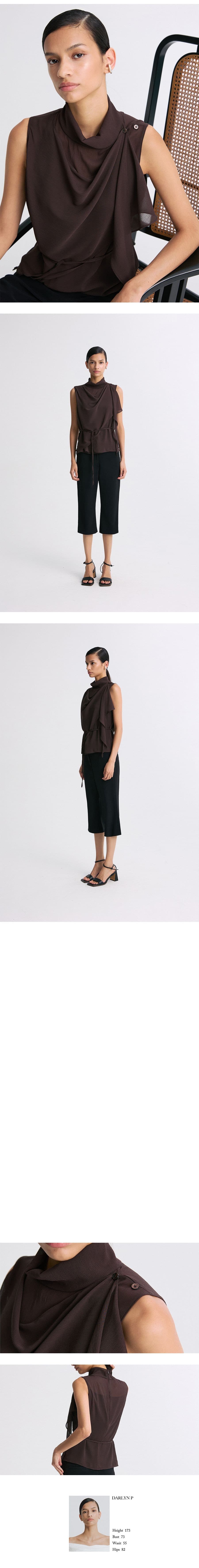Belted Draped Sleeveless Blouse — vue 8