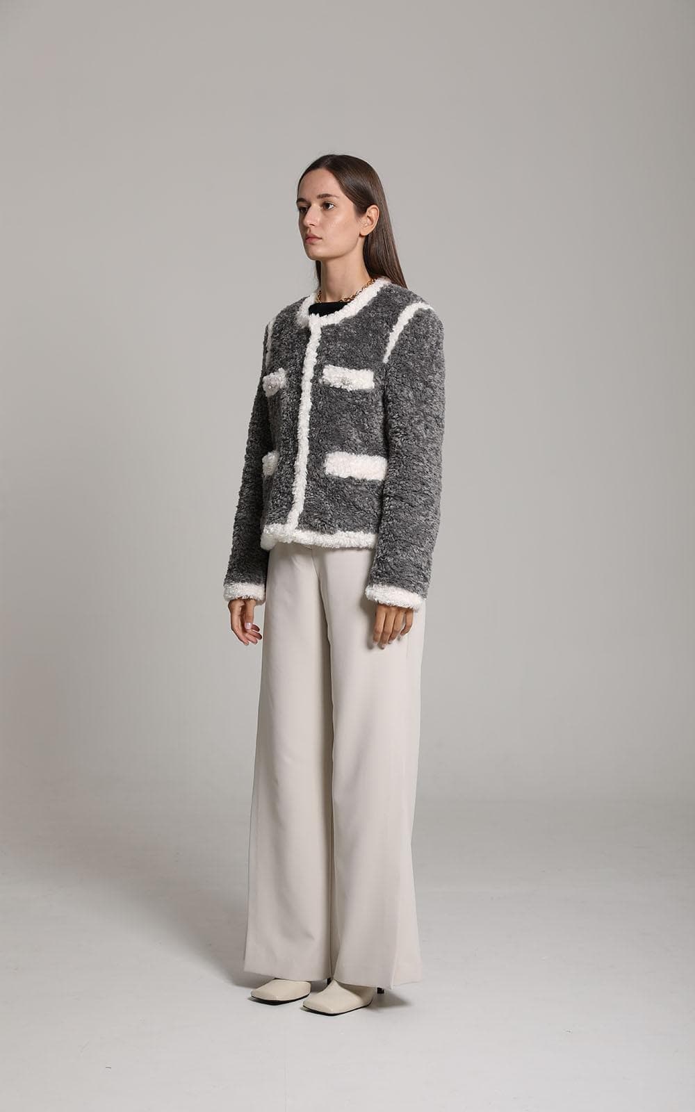 Luna Fur Jacket (Grey) — vue 3