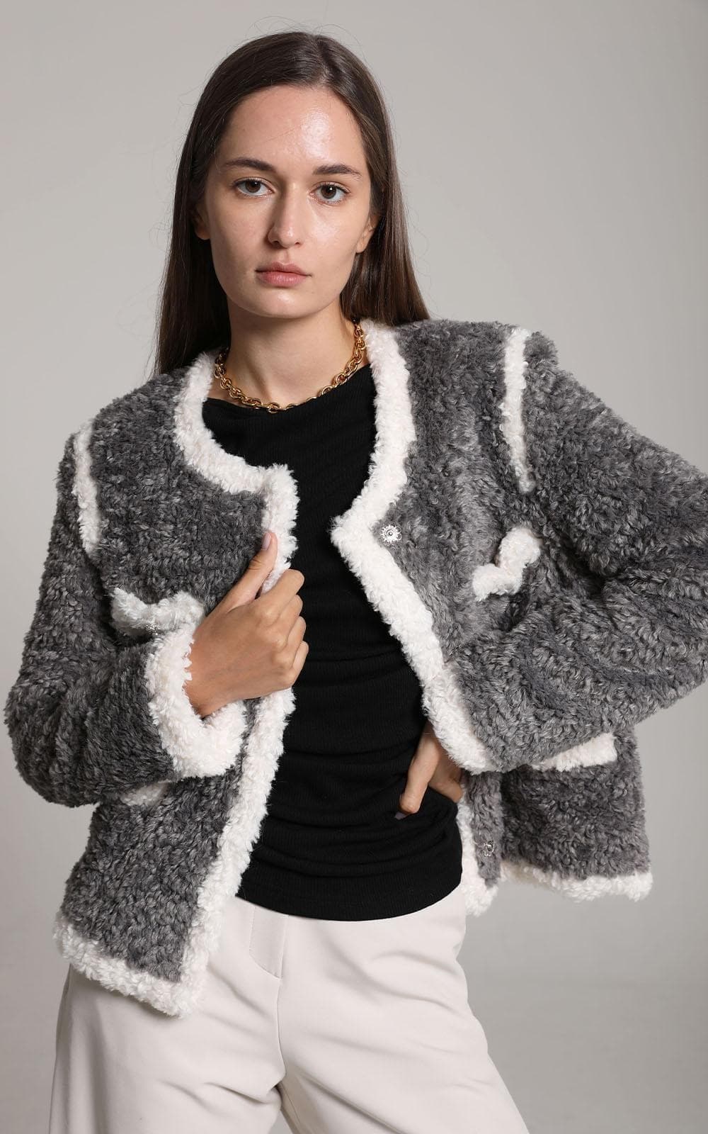 Luna Fur Jacket (Grey) — vue 4