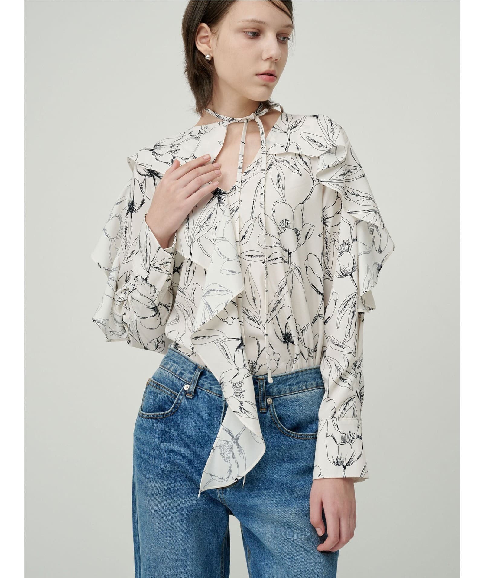 Sera Blouse (Off White Flower) — vue 7