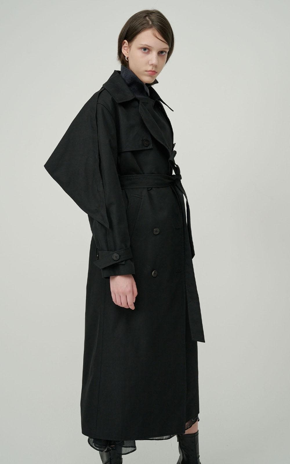 Sonnie Trench Coat (Black) — vue 3