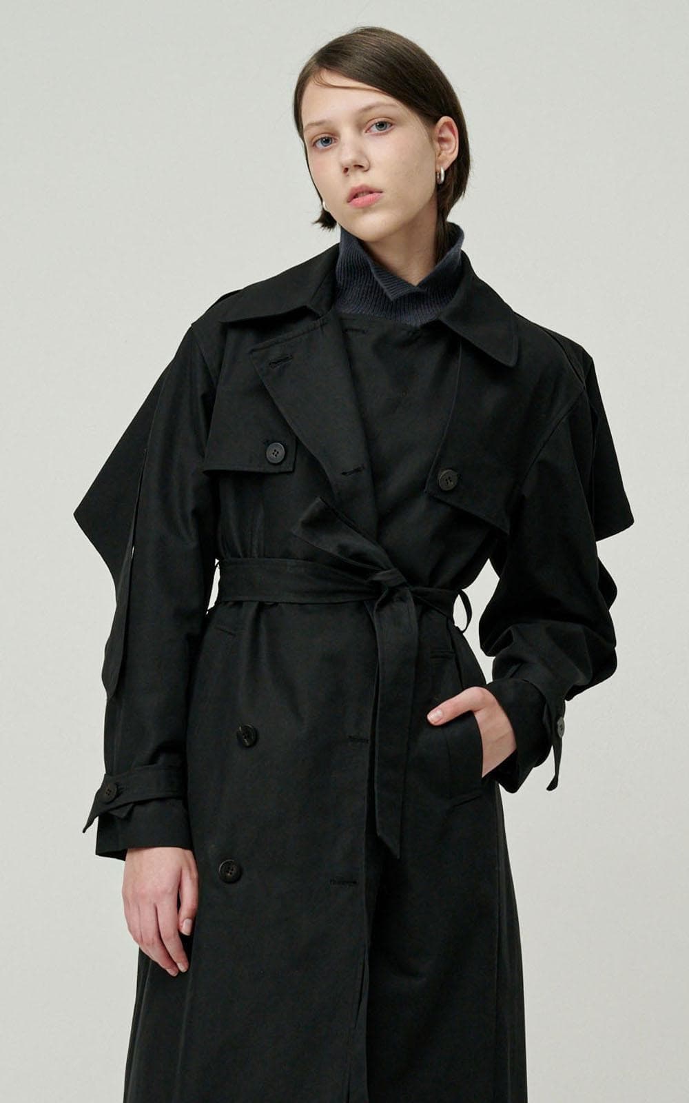Sonnie Trench Coat (Black) — vue 4