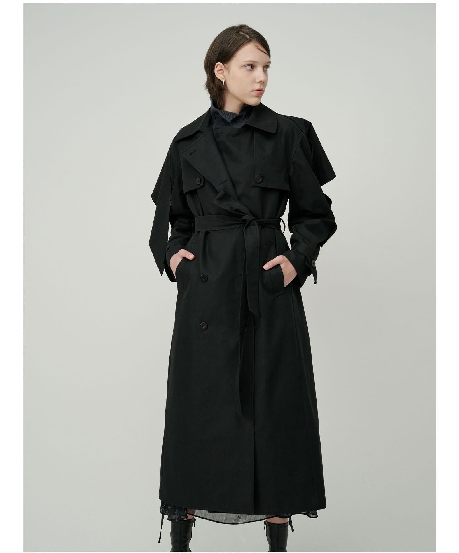 Sonnie Trench Coat (Black) — vue 11