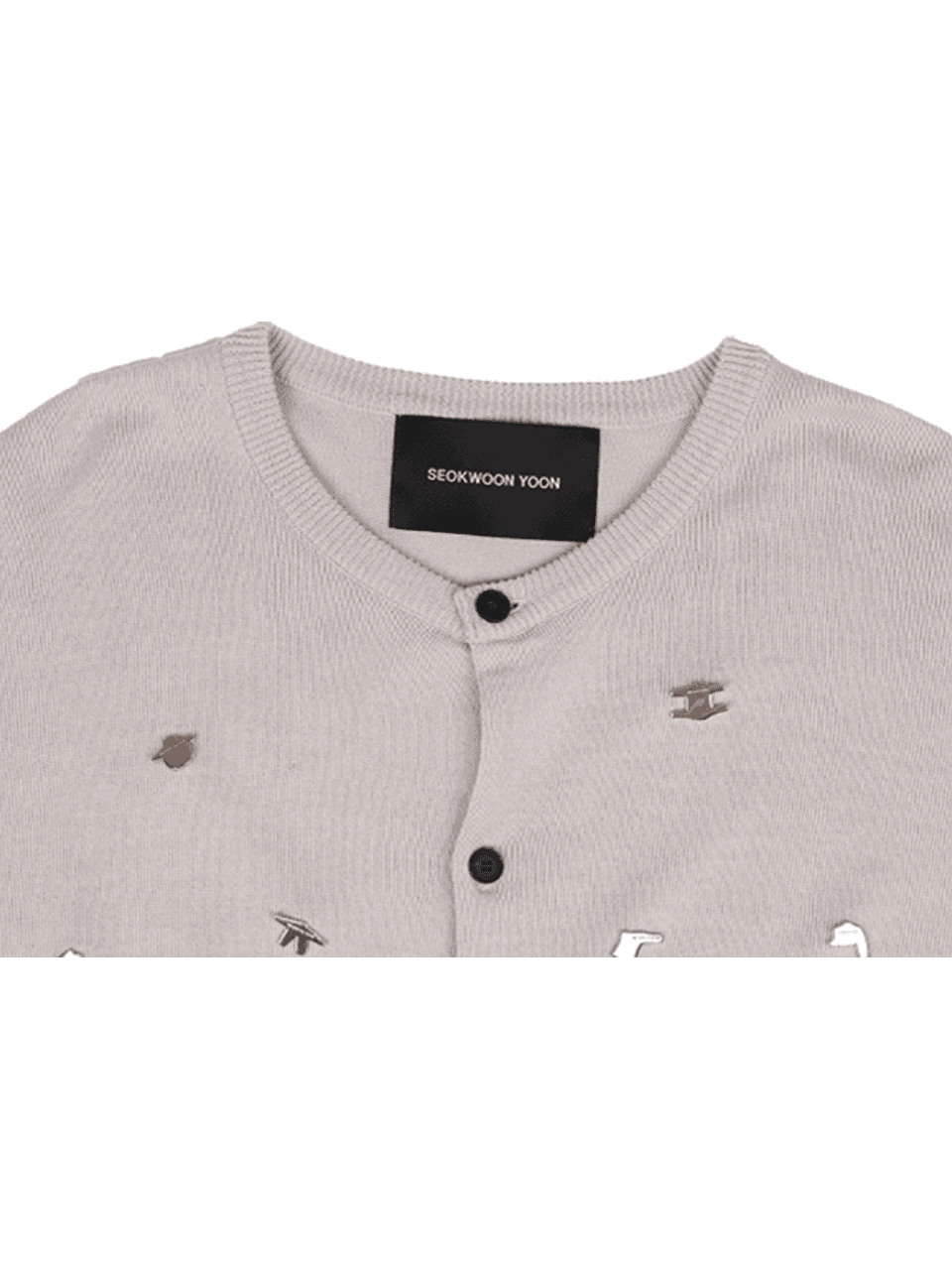Hangeul Badge Cardigan (Light Grey) — vue 5