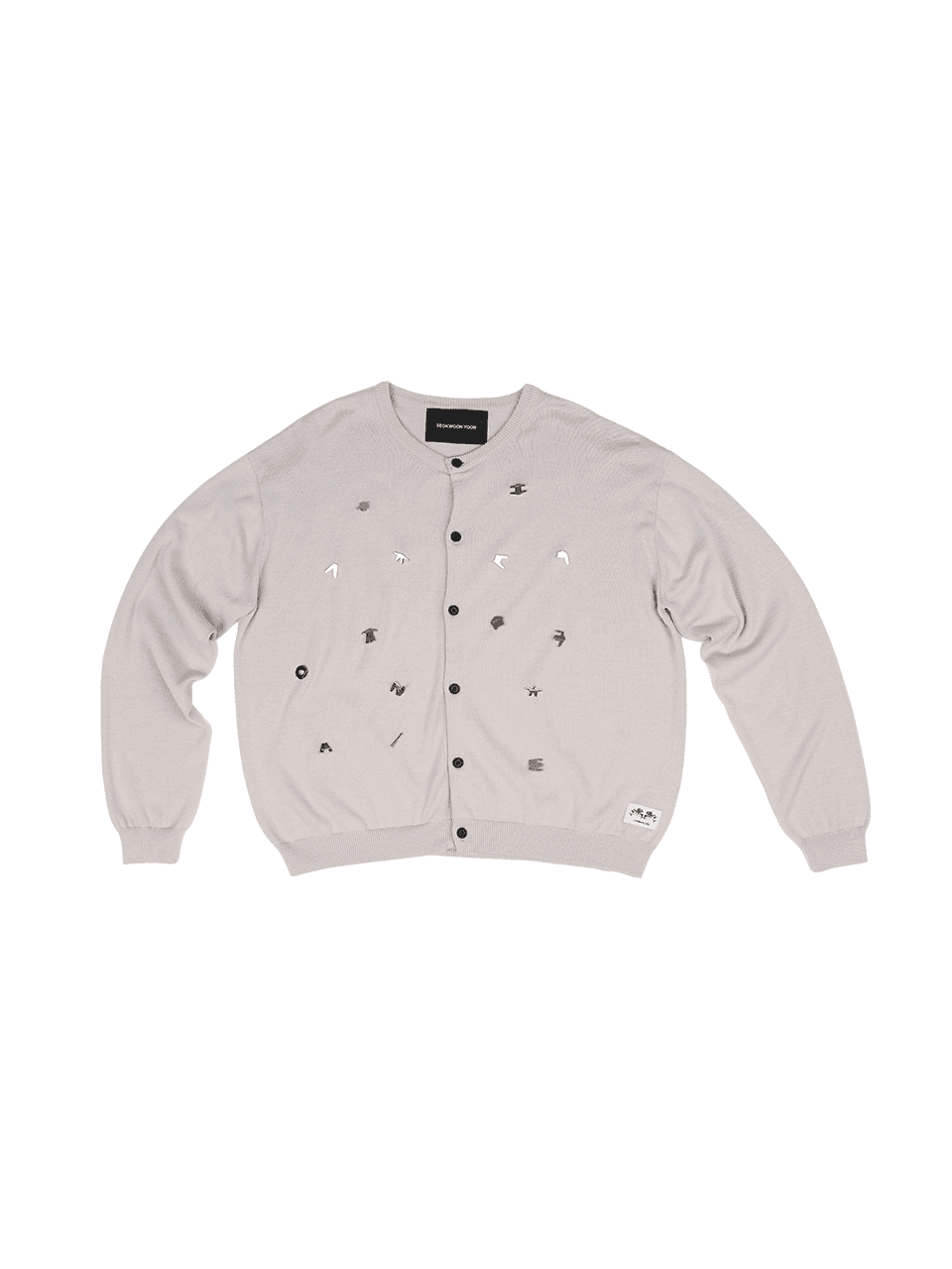 Hangeul Badge Cardigan (Light Grey) — vue 1