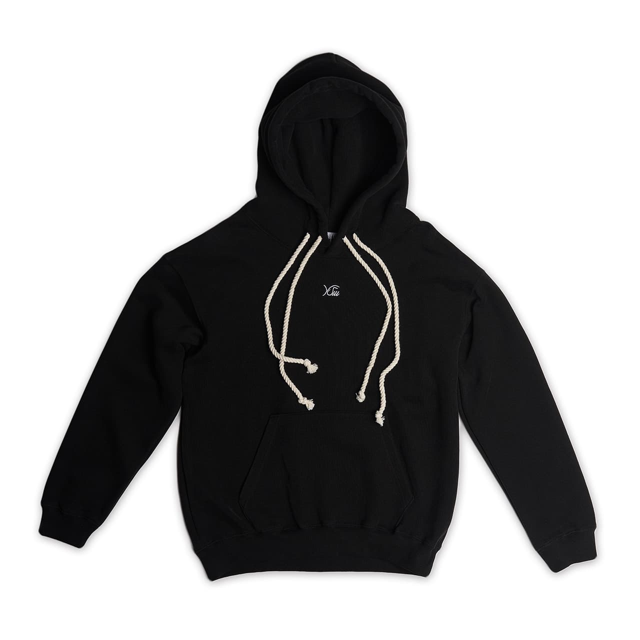 Double Rope Embroidered Hoodie (Black) — vue 2