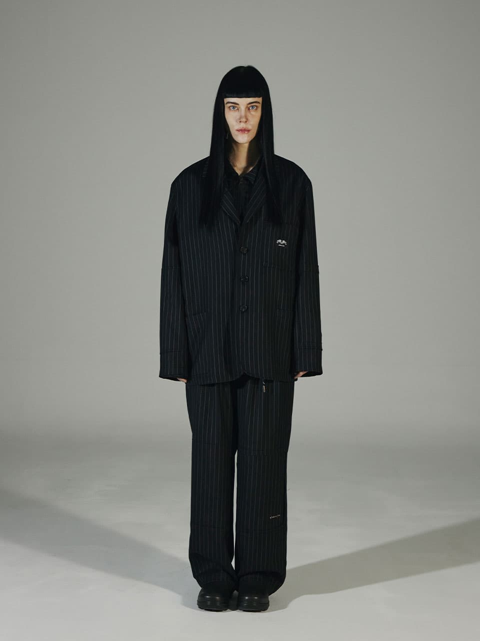 Striped Wool Jacket (Black) — vue 1
