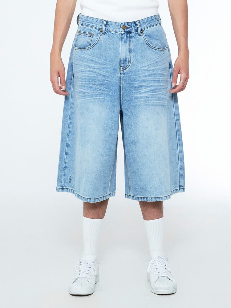 Snake Bermuda Denim Pants Light Blue — vue 1