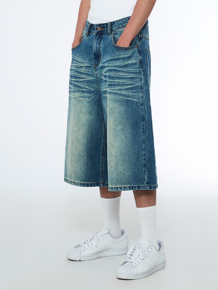 Snake Bermuda Denim Pants Vintage Blue — vue 2