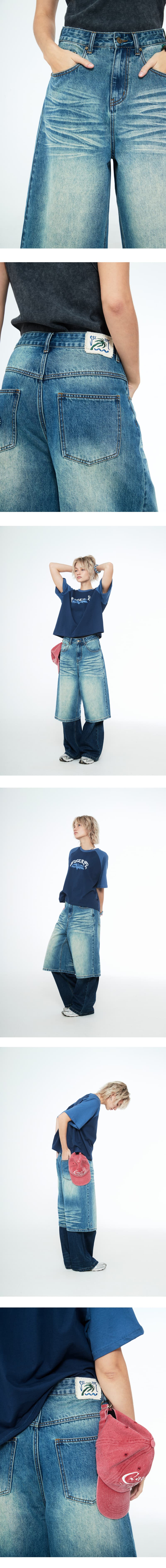 Snake Bermuda Denim Pants Vintage Blue — vue 8