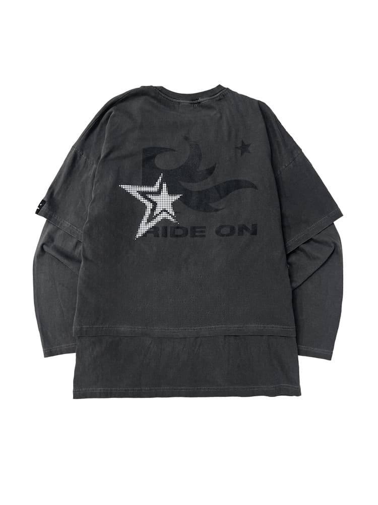 Flame Star Layered Long Sleeve T Pigment Charcoal — vue 2