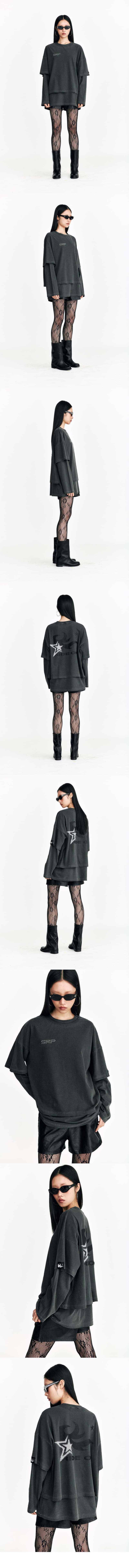 Flame Star Layered Long Sleeve T Pigment Charcoal — vue 5