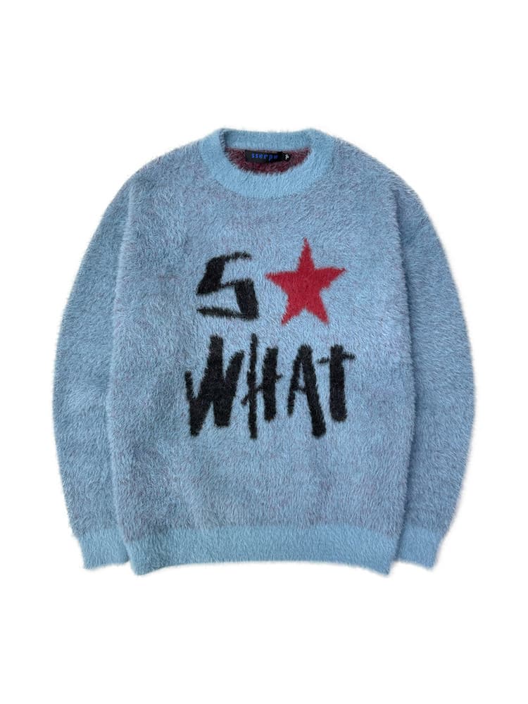 So What Hairy Knit Sweater Turquoise — vue 2