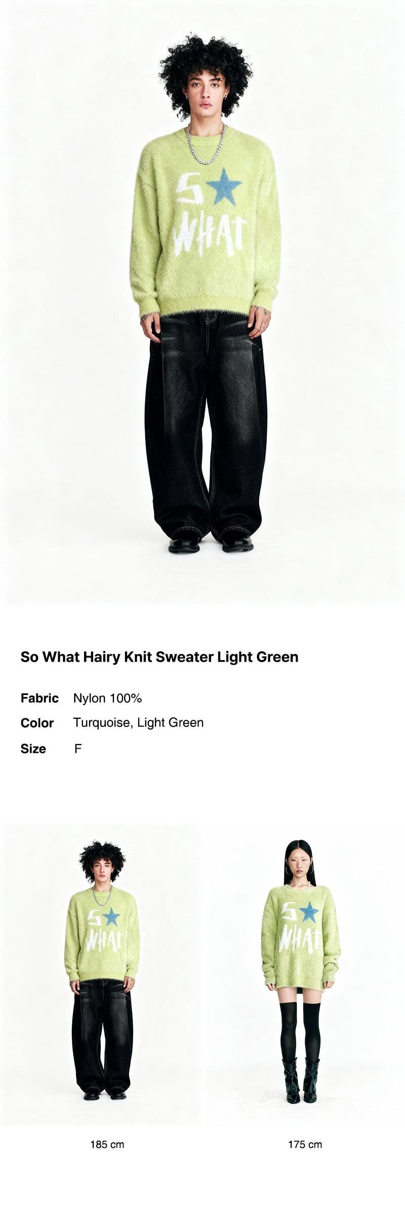 So What Hairy Knit Sweater Light Green — vue 4