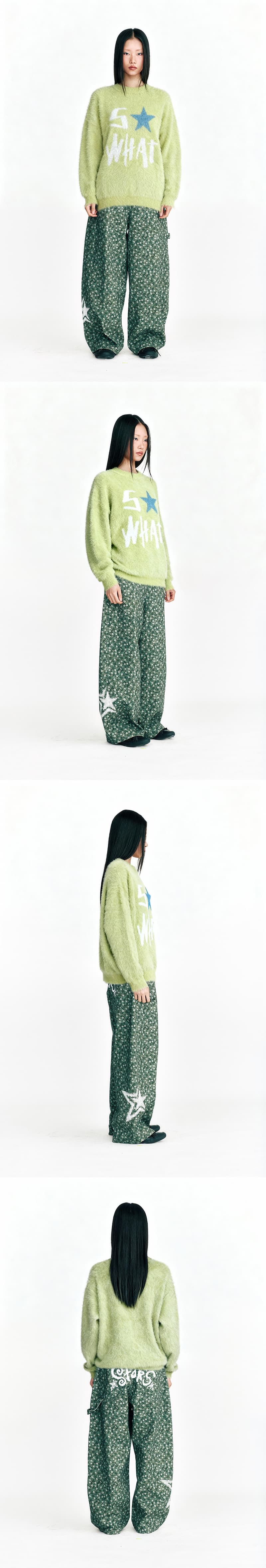 So What Hairy Knit Sweater Light Green — vue 6