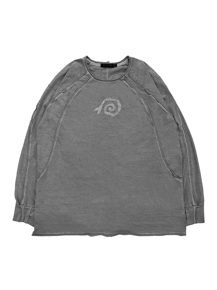Raw Pigment Finger Hole Long Sleeve T Light Grey — vue 2