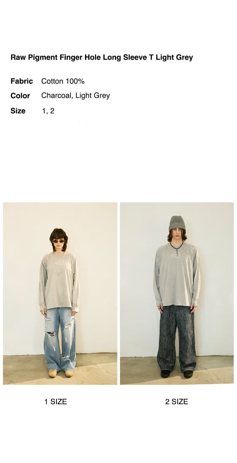 Raw Pigment Finger Hole Long Sleeve T Light Grey — vue 4