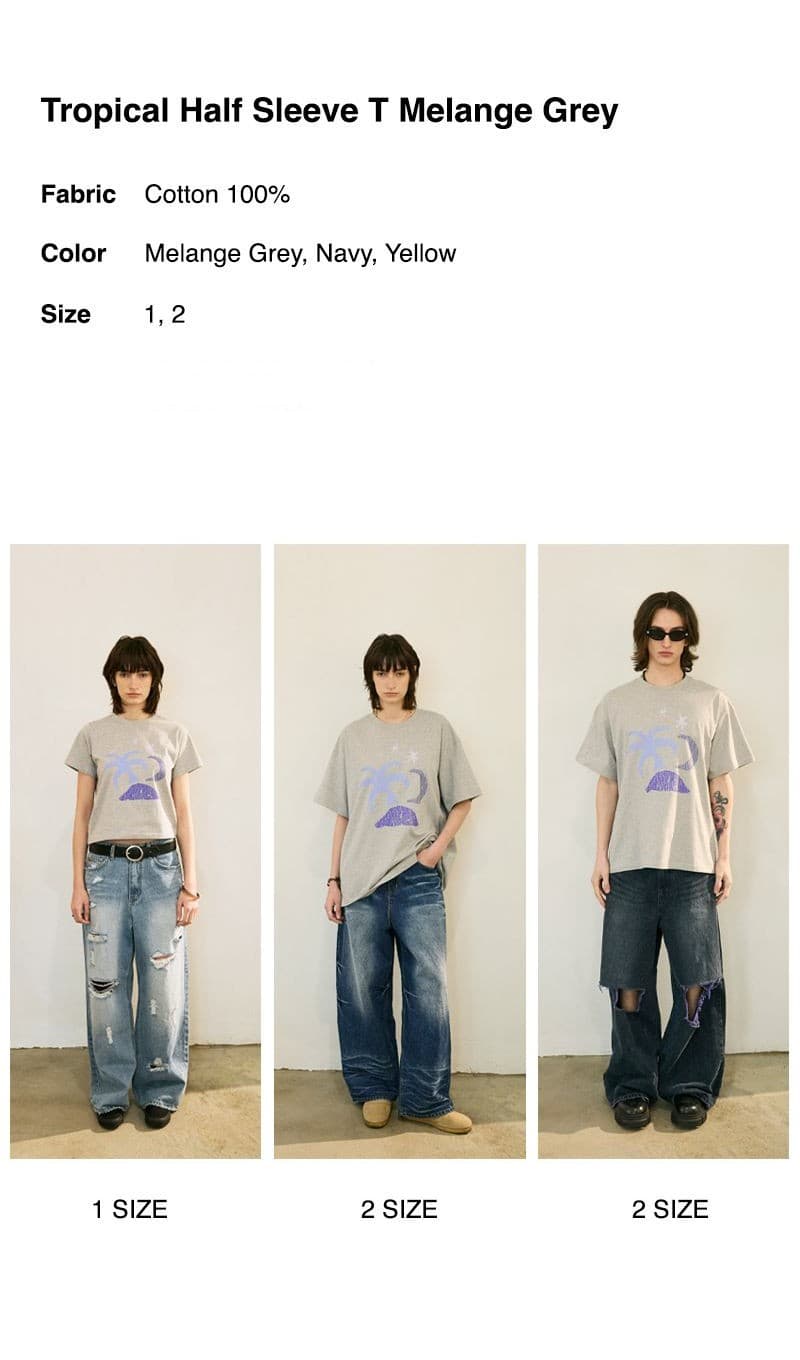Tropical Half Sleeve T Melange Grey — vue 4