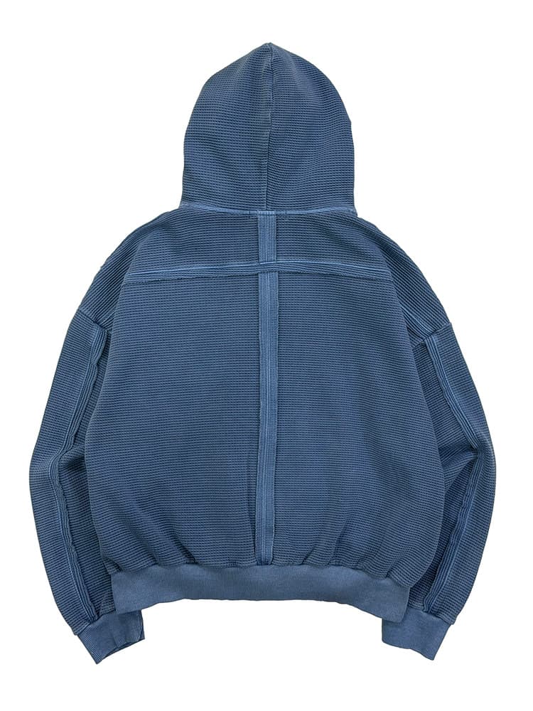 Raw Pigment Waffle Hood Zip Up Blue — vue 3