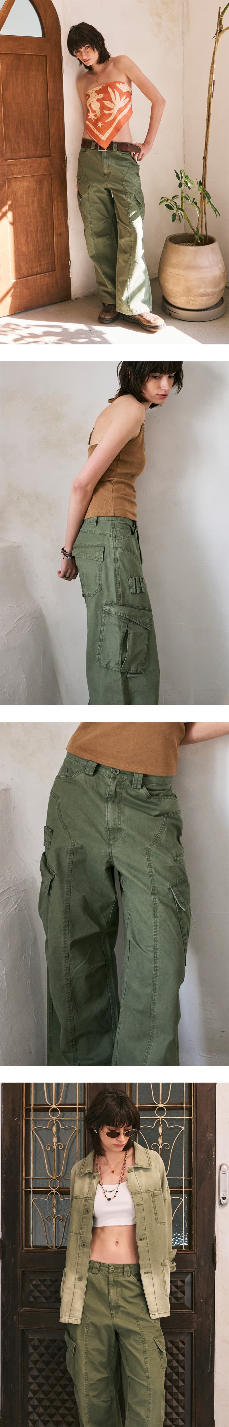 Pigment Parachute Cargo Pants Khaki — vue 6