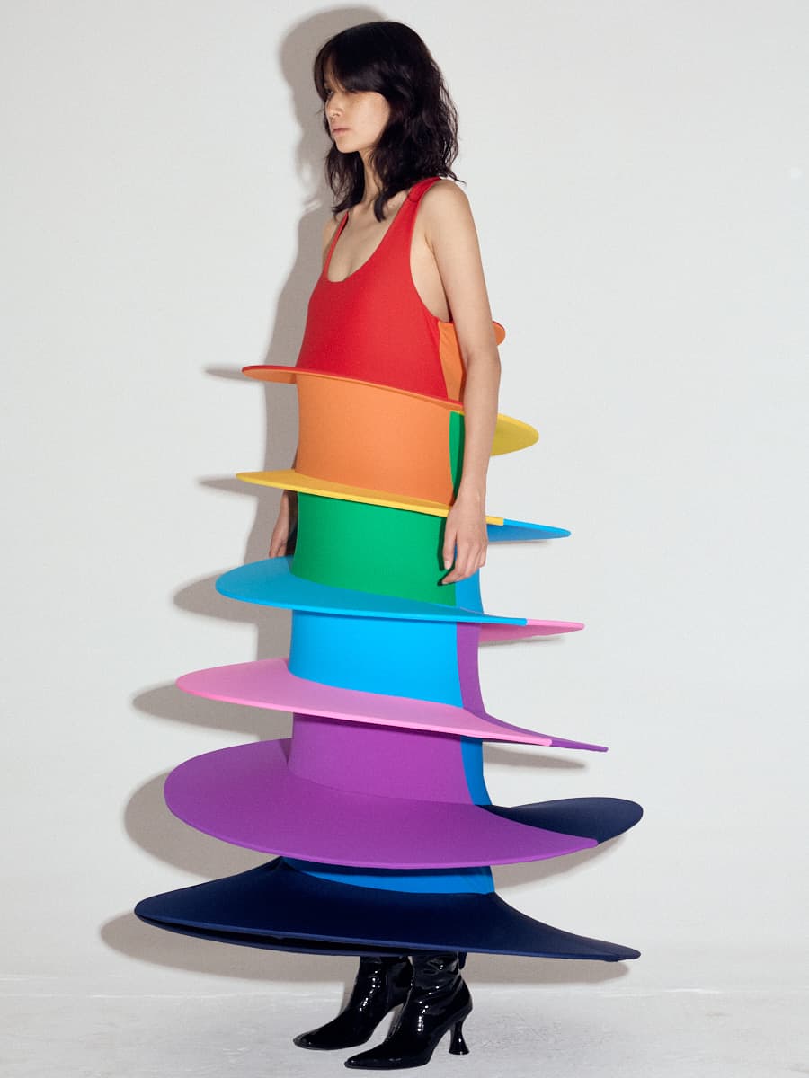 Helter Skelter Dress in Rainbow — vue 3